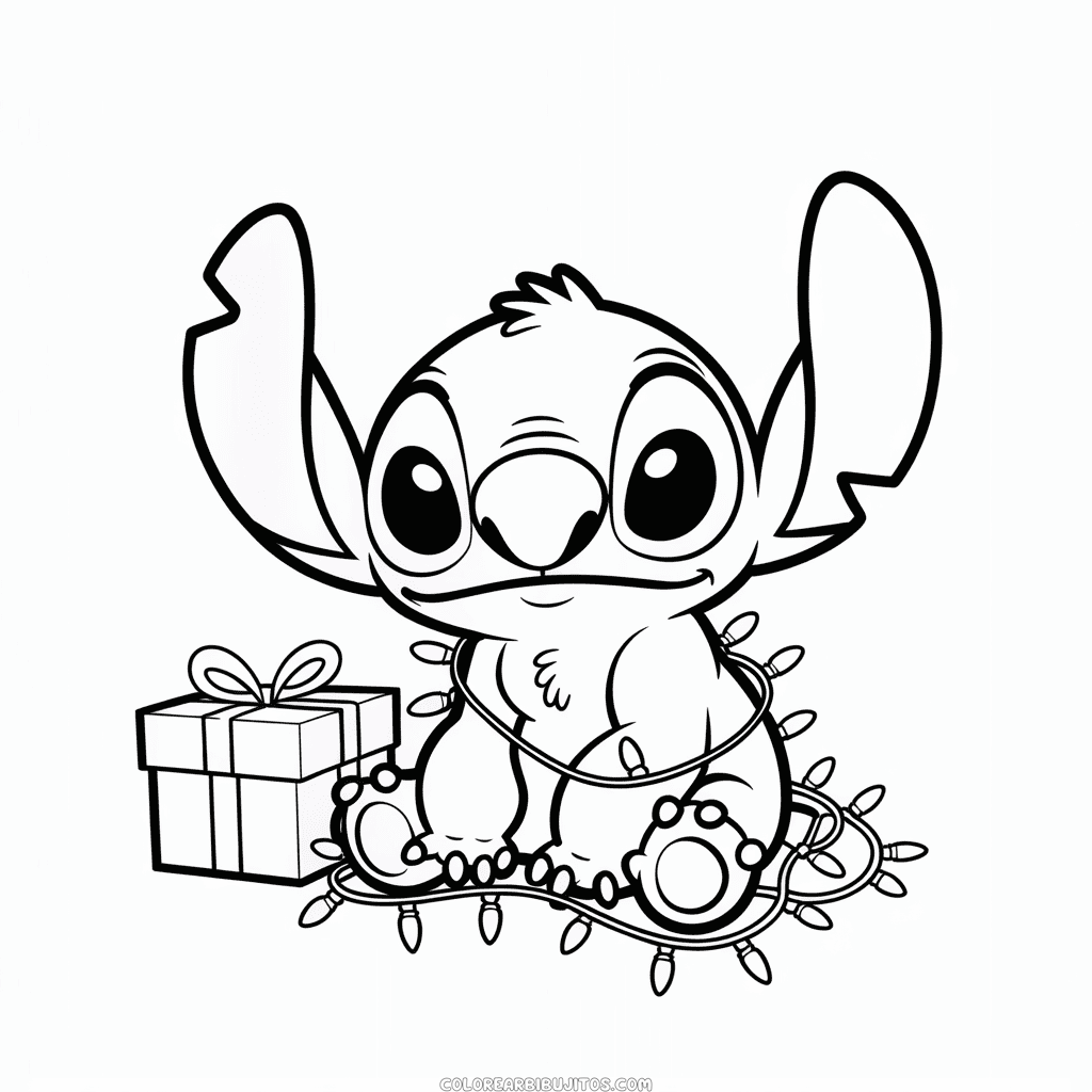 Dibujo de Stitch Navideño para Colorear