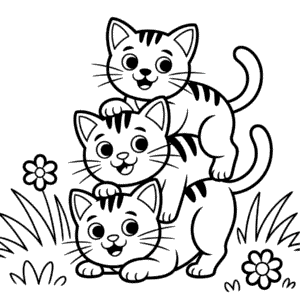 Dibujo de Tres Gatos para Colorear