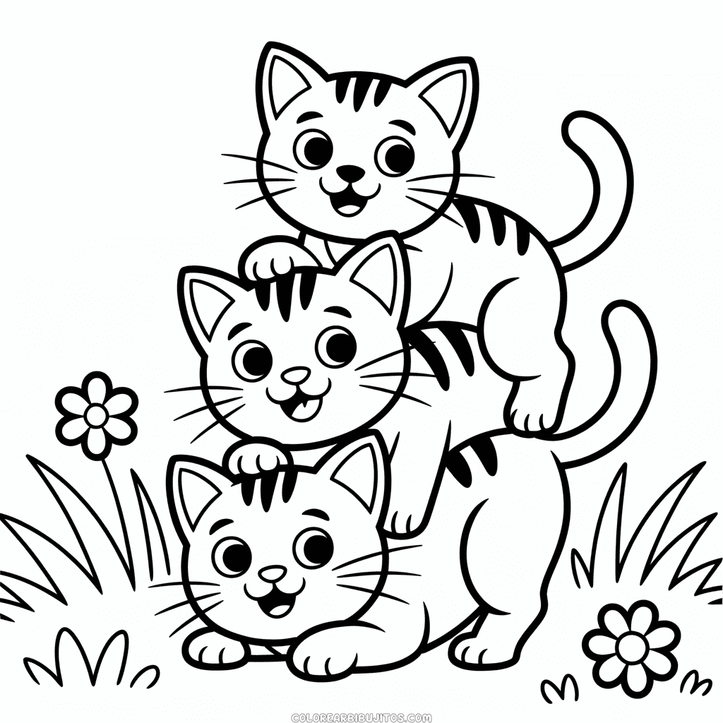 Dibujo de Tres Gatos para Colorear