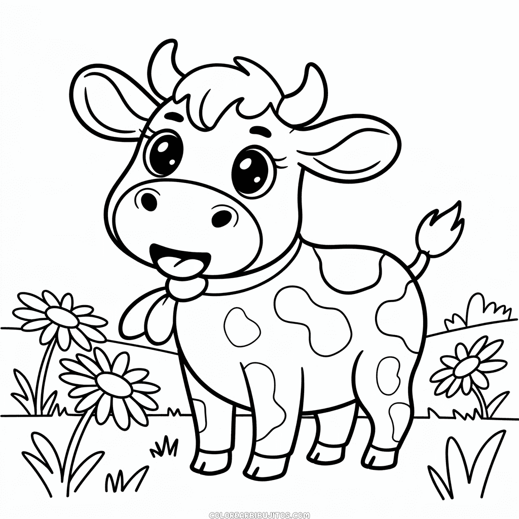 Dibujo de Vaca Chibi para Colorear