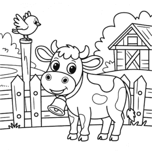 Dibujo de Vaca en una Granja para Colorear