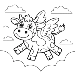Dibujo de Vaca Voladora para Colorear