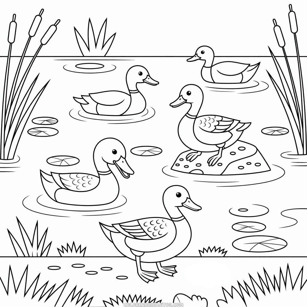 Dibujo de Vida de Pato para Colorear