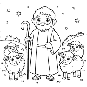 Dibujo de Abraham y Ovejas para Colorear