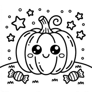 Dibujo de Adorable Lindo Halloween para Colorear