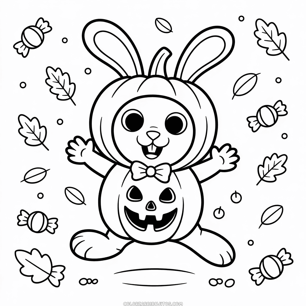 Dibujo de Animal de Halloween Lindo para Colorear