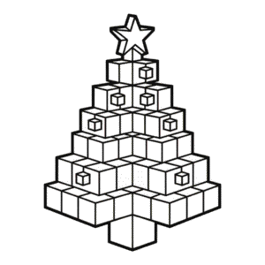 Dibujo de Árbol de Navidad Minecraft para Colorear