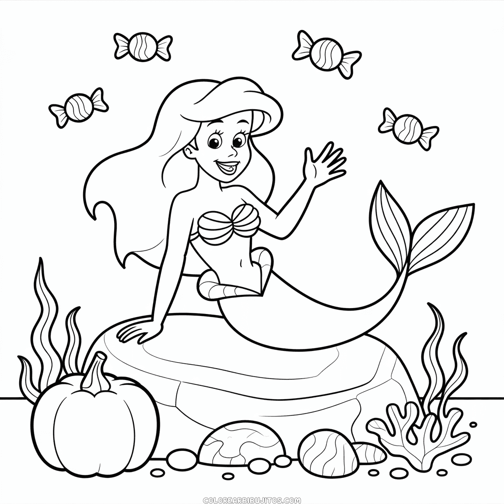 Dibujo de Ariel Halloween para Colorear