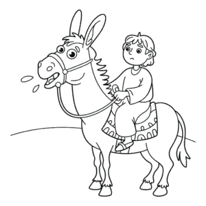Dibujo de Balaam Sentado en un Burro para Colorear