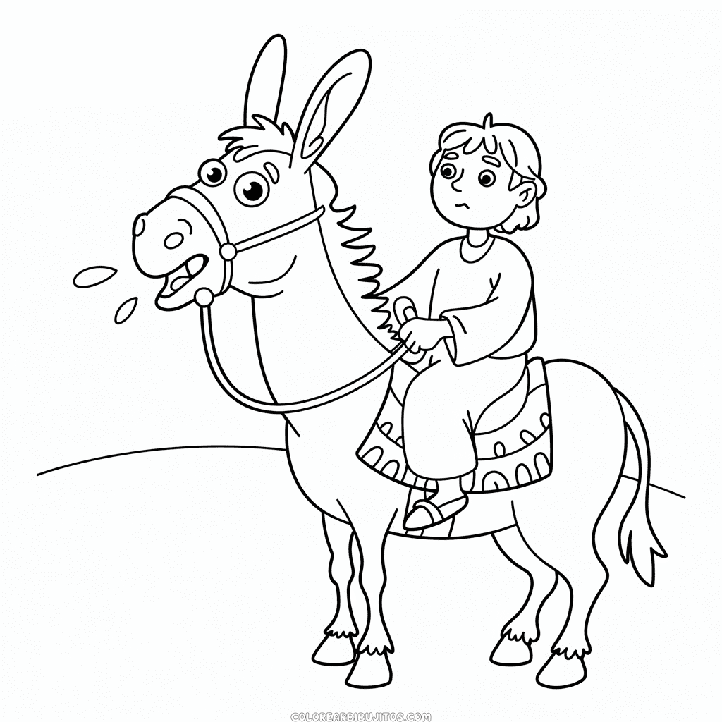 Dibujo de Balaam Sentado en un Burro para Colorear