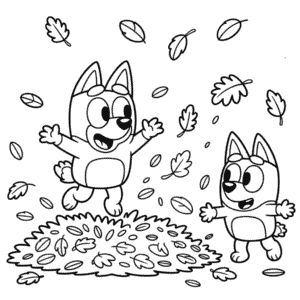 Dibujo de Bluey Otoñal para Colorear