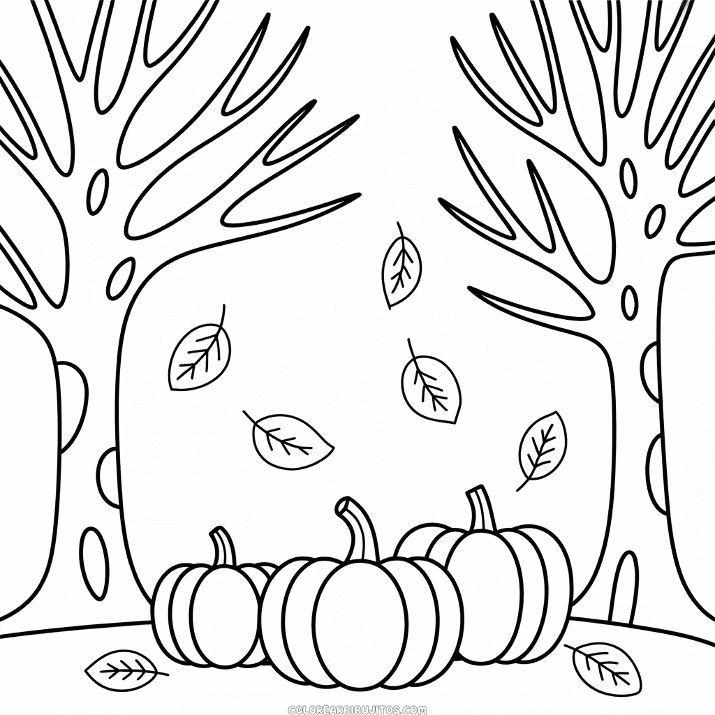 Dibujo de Bosque en Otoño para Colorear