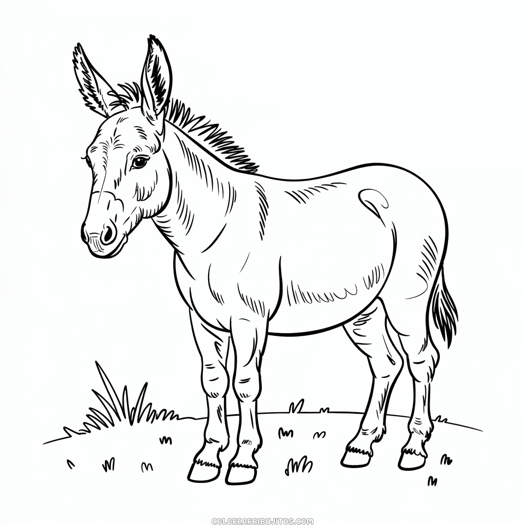Dibujo de Burro Realista para Colorear
