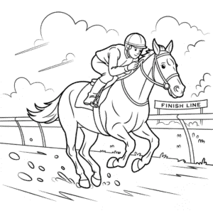 Dibujo de Caballo Corriendo en Carrera para Colorear