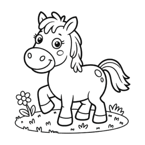 Dibujo de Caballo de Dibujos Animados para Colorear