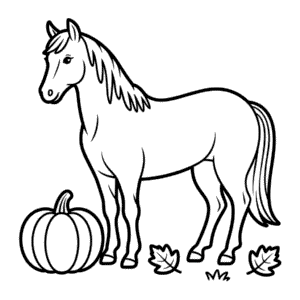 Dibujo de Caballo en Otoño para Colorear