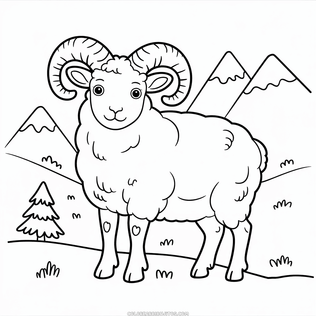 Dibujo de Carnero de Dall para Colorear