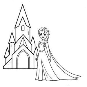 Dibujo de Castillo de Elsa para Colorear