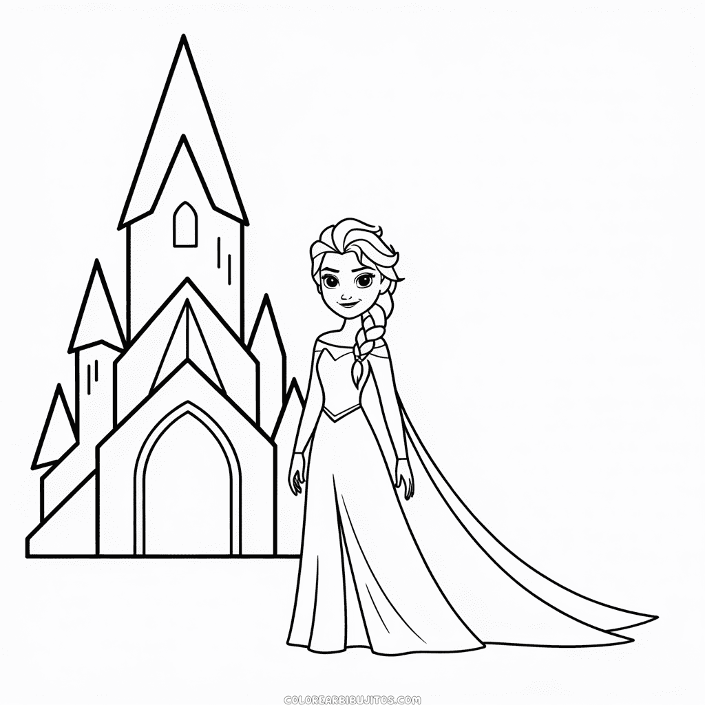 Dibujo de Castillo de Elsa para Colorear
