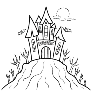 Dibujo de Castillo de Halloween para Colorear
