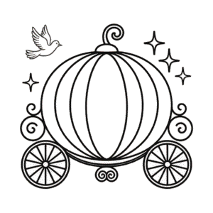 Dibujo de Cenicienta Carruaje de Calabaza para Colorear