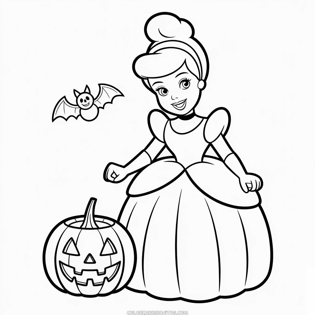 Dibujo de Cenicienta Halloween para Colorear