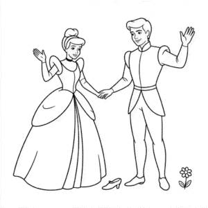 Dibujo de Cenicienta y el Príncipe para Colorear