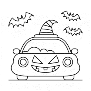 Dibujo de Coche de Halloween para Colorear