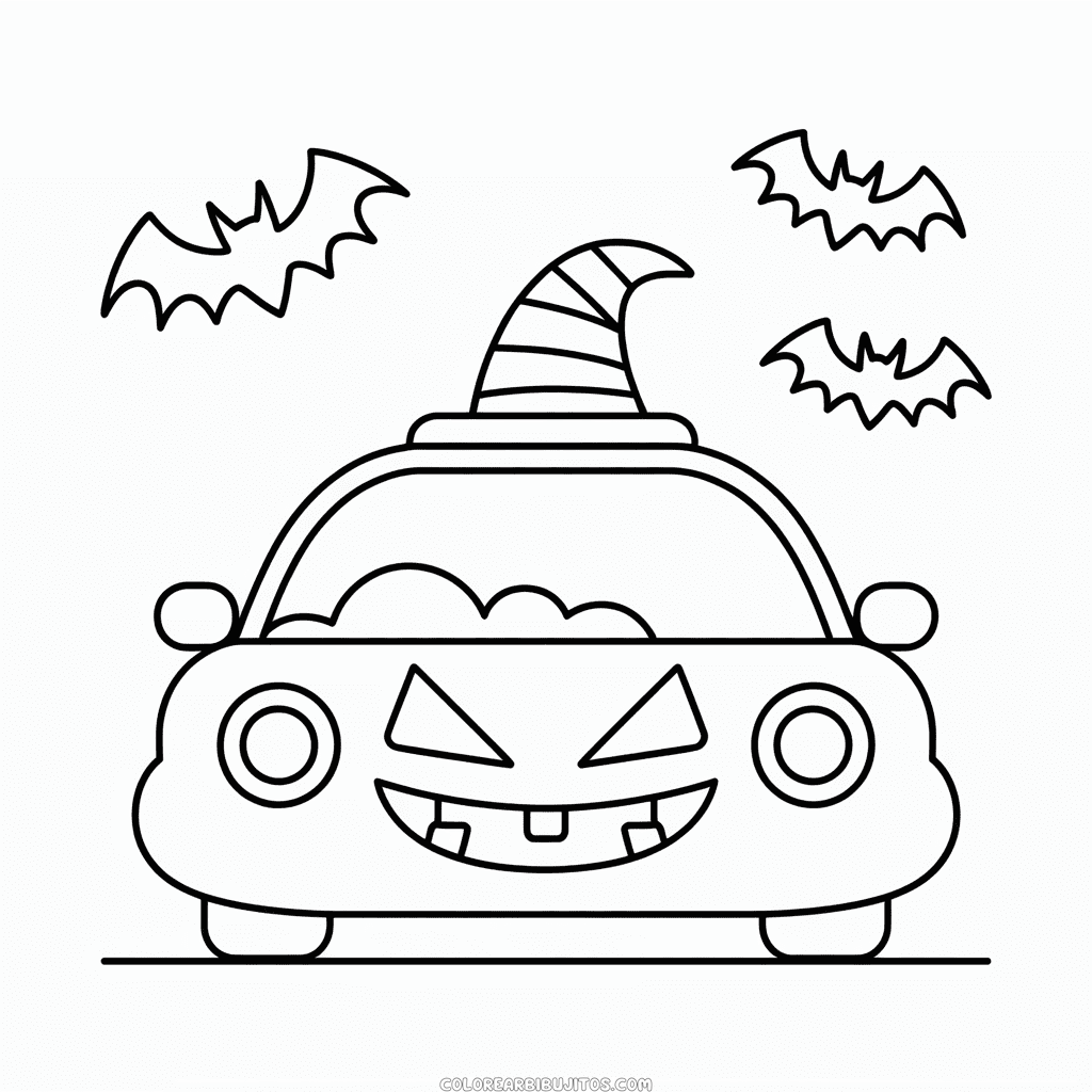 Dibujo de Coche de Halloween para Colorear
