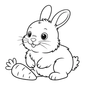 Dibujo de Conejito Bebé con Zanahoria para Colorear