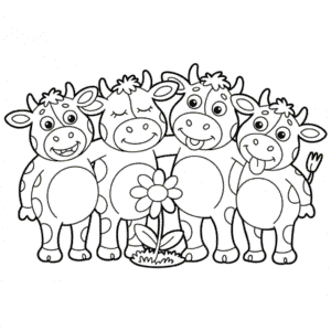 Dibujo de Cuatro Vacas para Colorear
