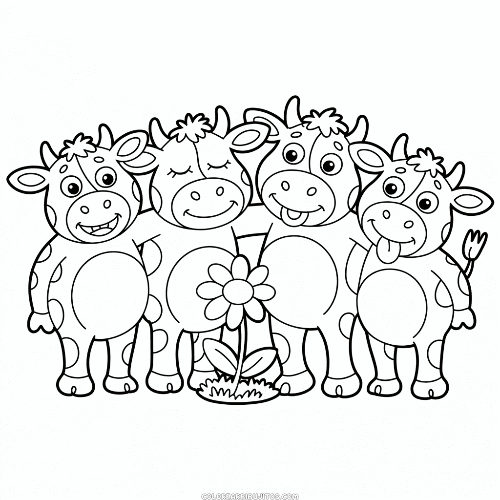 Dibujo de Cuatro Vacas para Colorear