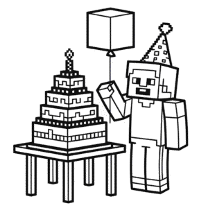 Dibujo de Cumpleaños Minecraft para Colorear