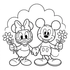 Dibujo de Daisy y Mickey Mouse para Colorear