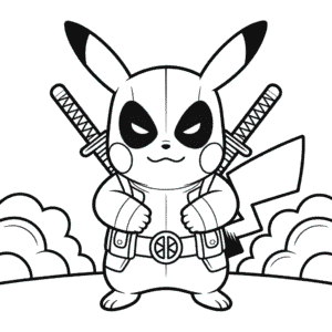 Dibujo de Deadpool Pikachu para Colorear