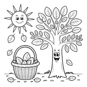 Dibujo de Dibujos Animados de Otoño para Colorear