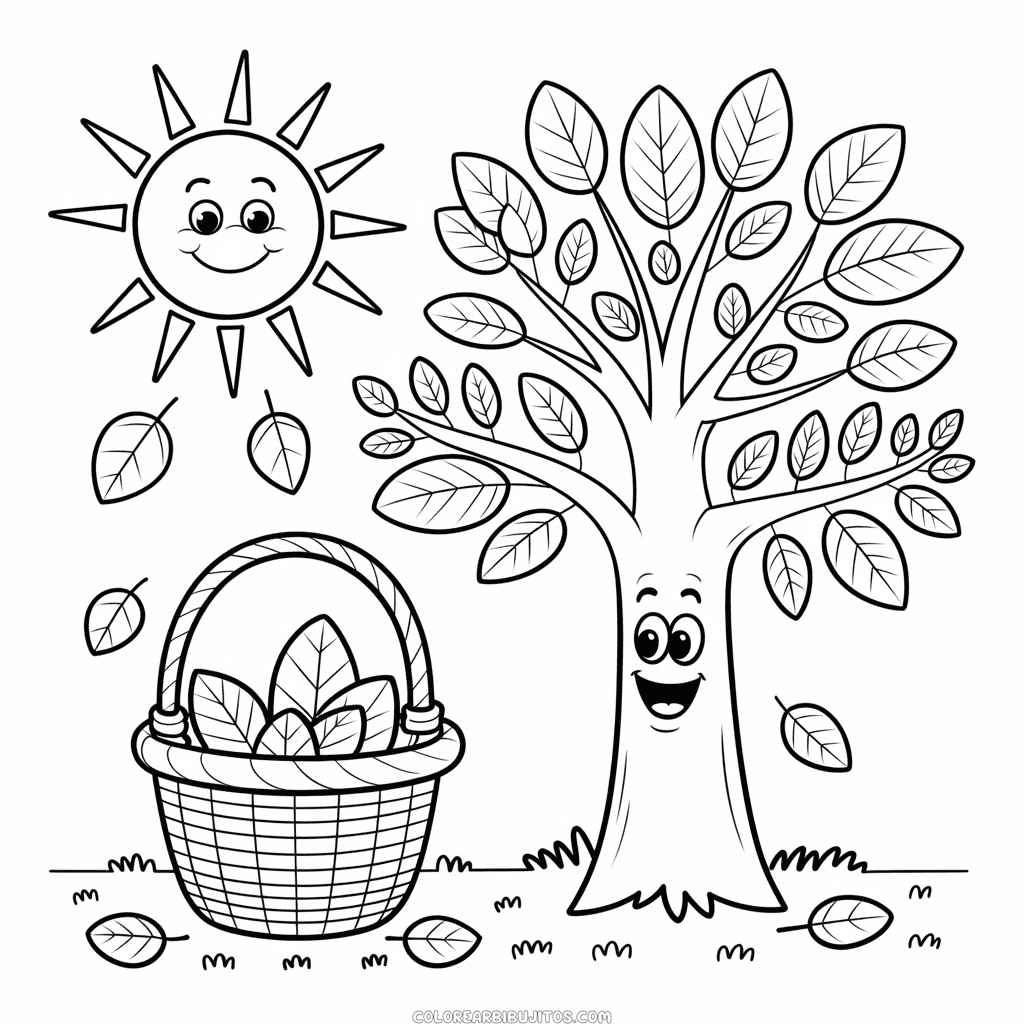 Dibujo de Dibujos Animados de Otoño para Colorear