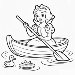 Dibujo de Disney Blancanieves en Barco para Colorear