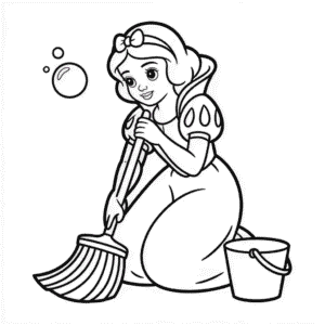 Dibujo de Disney Blancanieves Limpieza para Colorear