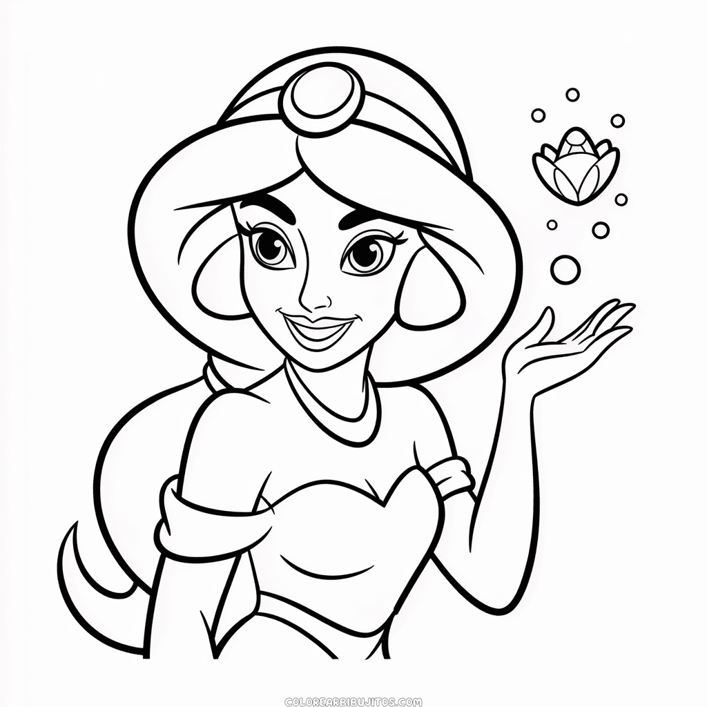 Dibujo de Disney Jasmín para Colorear