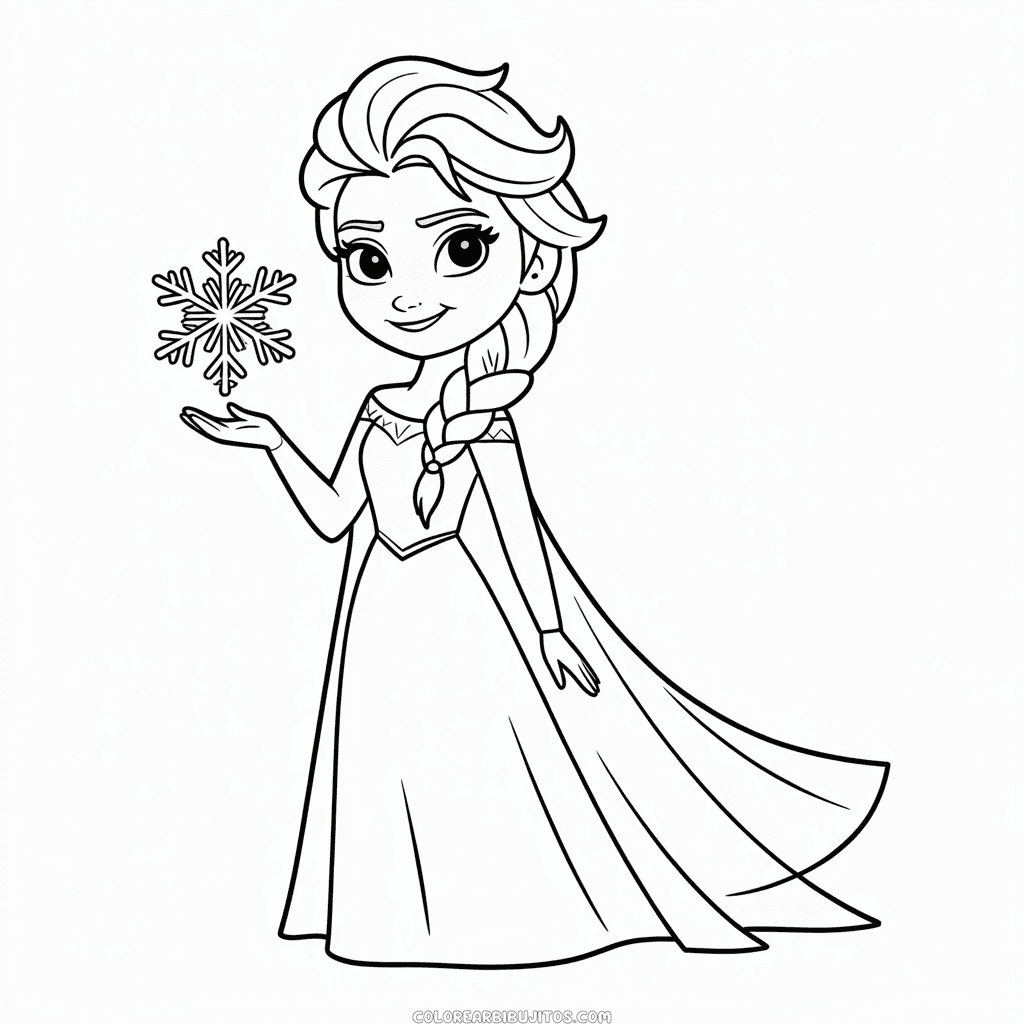 Dibujo de Elsa Fácil para Colorear