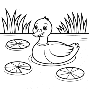 Dibujo de Estanque de Patos para Colorear