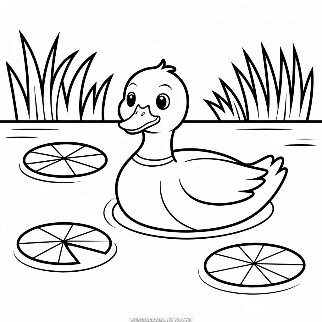 Dibujo de Estanque de Patos para Colorear