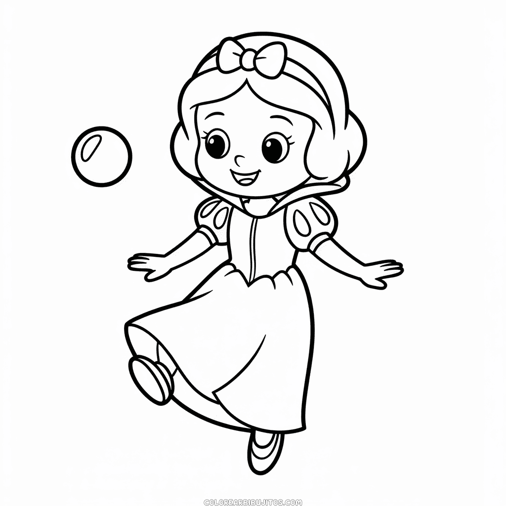 Dibujo de Feliz Blancanieves para Colorear