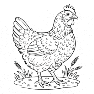 Dibujo de Gallina Detallada para Colorear