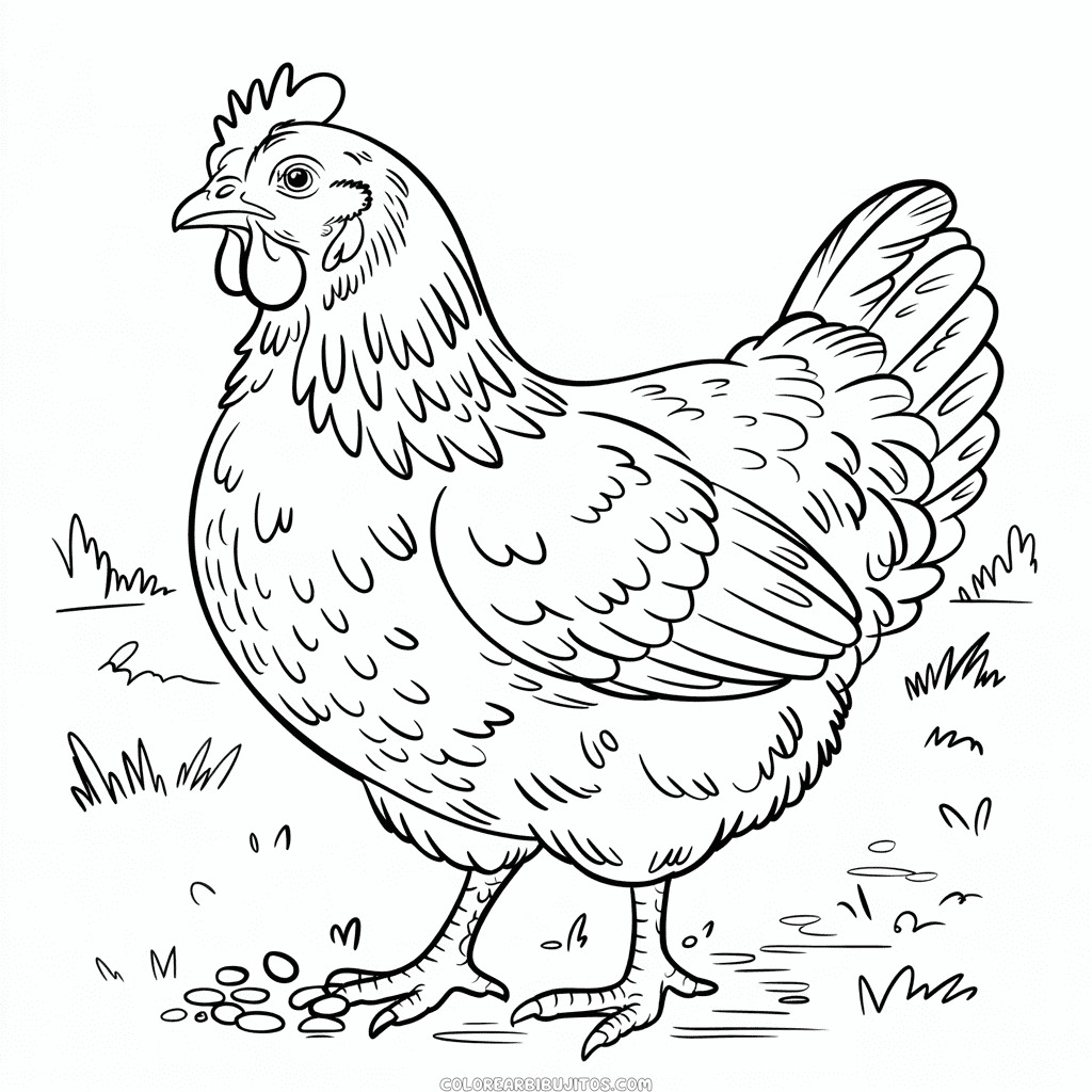 Dibujo de Gallina Dura para Colorear