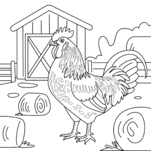 Dibujo de Gallo Realista para Colorear