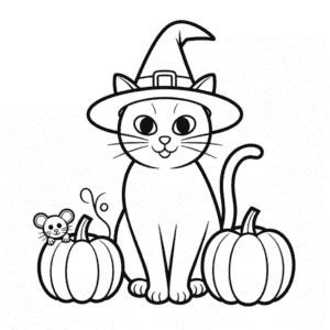 Dibujo de Gato de Halloween para Adultos para Colorear