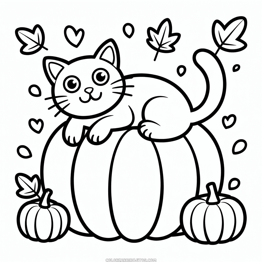 Dibujo de Gato Otoño para Colorear