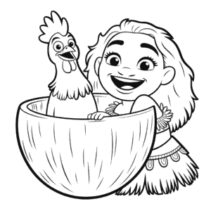 Dibujo de Hei Hei y Moana para Colorear